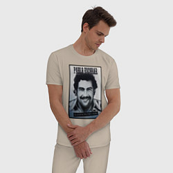 Пижама хлопковая мужская Escobar draw portrait, цвет: миндальный — фото 2