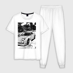 Пижама хлопковая мужская Mazda rx-7 авто, цвет: белый