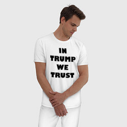 Пижама хлопковая мужская In Trump we trust - slogan, цвет: белый — фото 2