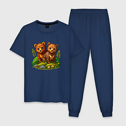 Пижама хлопковая мужская Два медвежонка, цвет: тёмно-синий