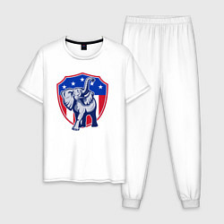 Пижама хлопковая мужская Elephant USA, цвет: белый