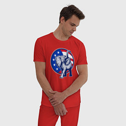 Пижама хлопковая мужская USA elephant, цвет: красный — фото 2