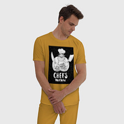 Пижама хлопковая мужская Шеф повар кулинар, цвет: горчичный — фото 2