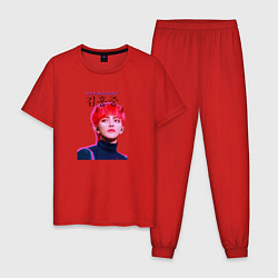 Пижама хлопковая мужская Kim Hong Joong Ateez, цвет: красный