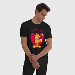 Пижама хлопковая мужская Coffee is love Гарфилд, цвет: черный — фото 2