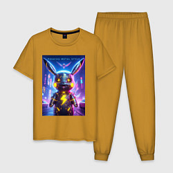 Мужская пижама Cyber Pikachu - metal style neon glow