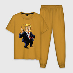 Пижама хлопковая мужская Злой Трамп, цвет: горчичный