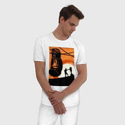 Пижама хлопковая мужская Бокс тренировка, цвет: белый — фото 2