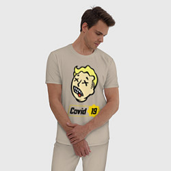 Пижама хлопковая мужская Vault boy - covid 19, цвет: миндальный — фото 2