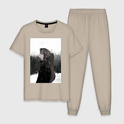 Пижама хлопковая мужская Башня Бога Баам, цвет: миндальный
