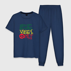 Пижама хлопковая мужская Irie vibes only, цвет: тёмно-синий