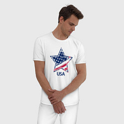 Пижама хлопковая мужская Star - USA, цвет: белый — фото 2