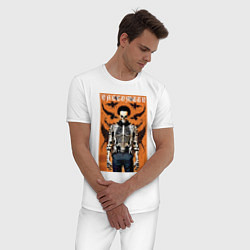 Пижама хлопковая мужская Cool skeleton - halloween poster, цвет: белый — фото 2