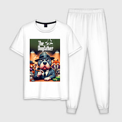 Пижама хлопковая мужская Дог Корлеоне крёстный отец мафии, цвет: белый