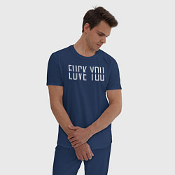 Пижама хлопковая мужская F*ck - love you, цвет: тёмно-синий — фото 2