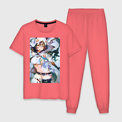 Пижама хлопковая мужская Девушка секси, цвет: коралловый