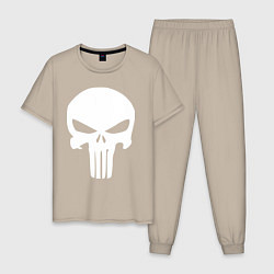 Пижама хлопковая мужская Punisher logo, цвет: миндальный