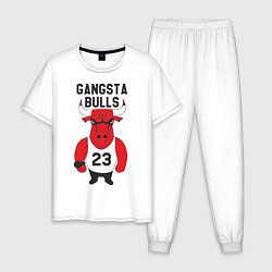 Пижама хлопковая мужская Gangsta Bulls 23, цвет: белый