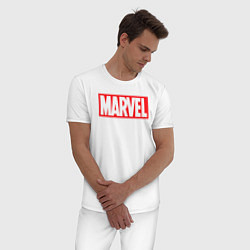 Пижама хлопковая мужская Marvel logo, цвет: белый — фото 2