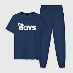 Пижама хлопковая мужская The boys logo, цвет: тёмно-синий