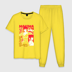 Пижама хлопковая мужская Человек-бензопила - Makima, цвет: желтый
