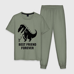 Пижама хлопковая мужская Godzilla best friend, цвет: авокадо