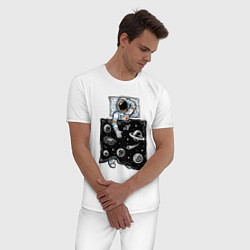 Пижама хлопковая мужская Космический сон, цвет: белый — фото 2