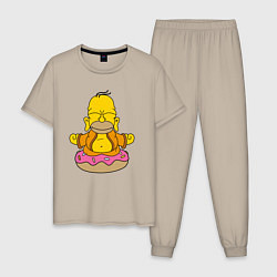 Пижама хлопковая мужская Homer yoga, цвет: миндальный