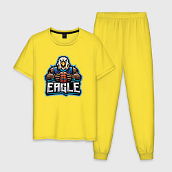 Пижама хлопковая мужская Eagle basketball, цвет: желтый