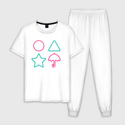 Пижама хлопковая мужская Игра в символы, цвет: белый
