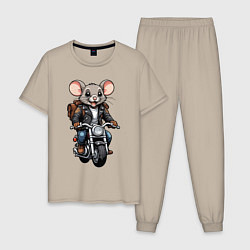 Пижама хлопковая мужская Biker mice, цвет: миндальный