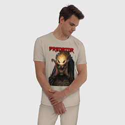 Пижама хлопковая мужская Predator scream, цвет: миндальный — фото 2