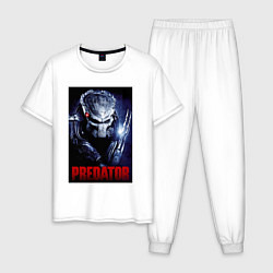 Пижама хлопковая мужская Predator in the helmet, цвет: белый