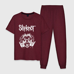 Пижама хлопковая мужская Slipknot rock dog, цвет: меланж-бордовый