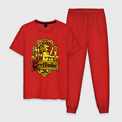 Пижама хлопковая мужская Hogwarts - gryffindor logo, цвет: красный