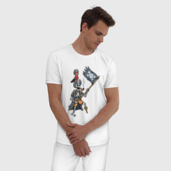 Пижама хлопковая мужская Мёртвый пират с флагом, цвет: белый — фото 2