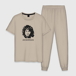 Пижама хлопковая мужская Jim Morrison rock legend, цвет: миндальный