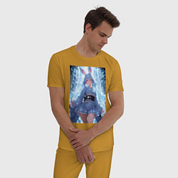 Пижама хлопковая мужская Зайка в гармонии с природой, цвет: горчичный — фото 2