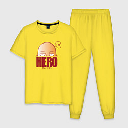 Пижама хлопковая мужская Ванпанч герой hero, цвет: желтый