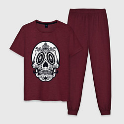Пижама хлопковая мужская Skull Mexico, цвет: меланж-бордовый