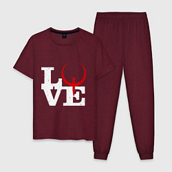 Пижама хлопковая мужская Люблю quake, цвет: меланж-бордовый