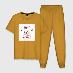 Пижама хлопковая мужская Любовная романтика, цвет: горчичный