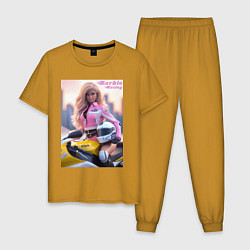 Пижама хлопковая мужская Barbie racing - Kawasaki Ninja, цвет: горчичный