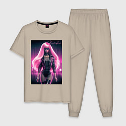 Пижама хлопковая мужская Sexy Barbie - ai art, цвет: миндальный