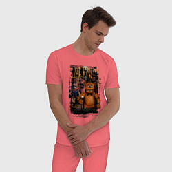 Пижама хлопковая мужская Аниматроники из Five Nights at Freddys, цвет: коралловый — фото 2