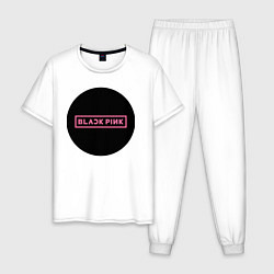 Пижама хлопковая мужская Blackpink logotype - group of South Korea, цвет: белый