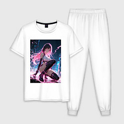 Пижама хлопковая мужская Тифа Локхарт из Final Fantasy VII в стиле киберпан, цвет: белый