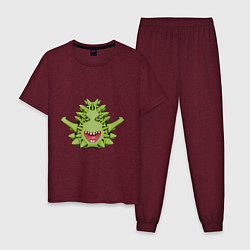 Мужская пижама Cartoon monster with spikes green