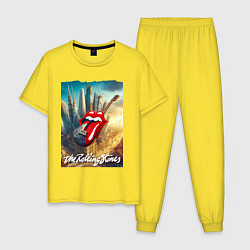 Пижама хлопковая мужская Rolling Stones - logo-guitar, цвет: желтый