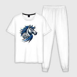 Пижама хлопковая мужская Mavericks horse, цвет: белый